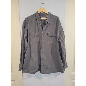 Field N Forest Mens 3XL Long Sleeve Shirt Button Up Gray Blue Heavy Cotton